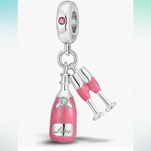So cute Pink Champagne silver charm for your Pandora bracelet